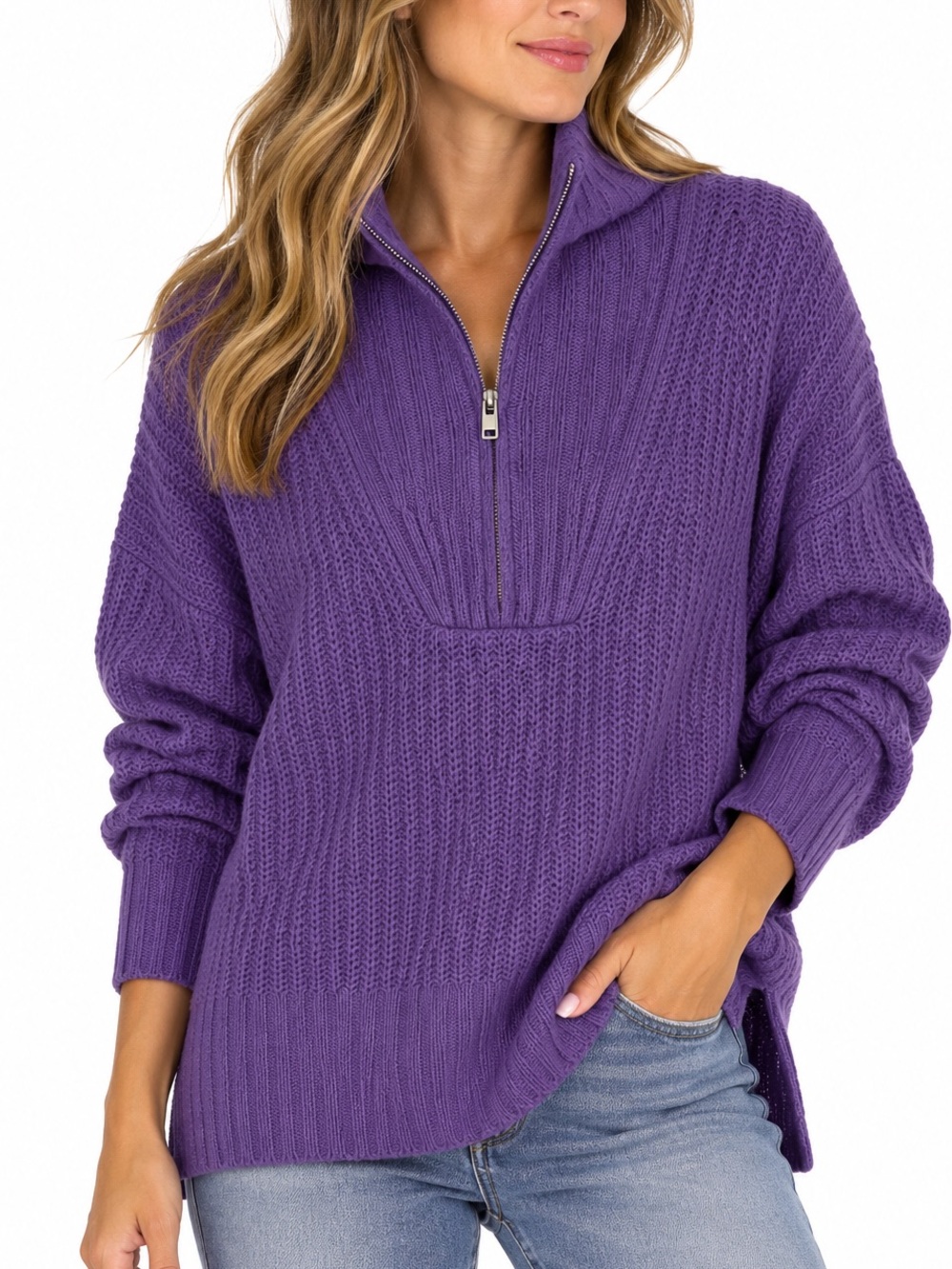 A.L.C Everett half zip light purple pullover size medium